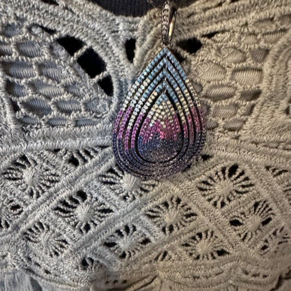Charlene K Rainbow Pave Teardrop Charm Necklace  14129  NWT
